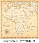 Antique map of Africa on old parchment