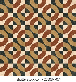 Antique Marble Floor Tiles, Abstract Geometric Pattern With Texture, Seamless Vector Illustration 