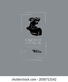Antique marble statue with broken elements. Greek classic ancient. Modern tattoo and logo. Hand drawn mythical trendy Vector