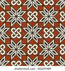 Antique marbled floor tiles, abstract geometric pattern, textured seamless vector illustration