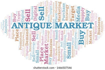 Antique Market word cloud. Vector made with text only