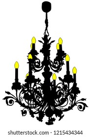 Antique metal chandelier on a white background