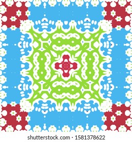 Antique mexican talavera ceramic. Bathroom design. Vector seamless pattern texture. Red floral and abstract decor for scrapbooking, smartphone cases, T-shirts, bags or linens.