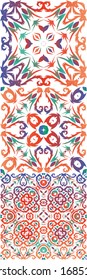 Antique mexican talavera ceramic. Collection of vector seamless patterns. Creative design. Red floral and abstract decor for scrapbooking, smartphone cases, T-shirts, bags or linens.