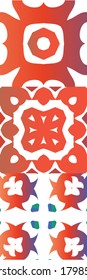 Antique mexican talavera ceramic. Collection of vector seamless patterns. Modern design. Red floral and abstract decor for scrapbooking, smartphone cases, T-shirts, bags or linens.
