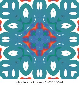 Antique mexican talavera ceramic. Colored design. Vector seamless pattern template. Red floral and abstract decor for scrapbooking, smartphone cases, T-shirts, bags or linens.