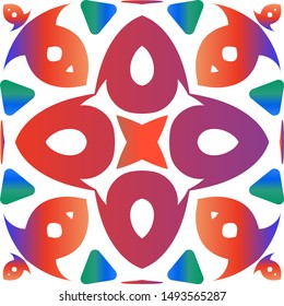 Antique mexican talavera ceramic. Creative design. Vector seamless pattern template. Red floral and abstract decor for scrapbooking, smartphone cases, T-shirts, bags or linens.