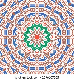 Antique mexican talavera ceramic. Creative design. Vector seamless pattern flyer. Red floral and abstract decor for scrapbooking, smartphone cases, T-shirts, bags or linens.