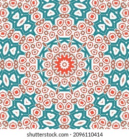 Antique mexican talavera ceramic. Creative design. Vector seamless pattern flyer. Red floral and abstract decor for scrapbooking, smartphone cases, T-shirts, bags or linens.