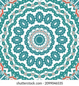Antique mexican talavera ceramic. Creative design. Vector seamless pattern flyer. Red floral and abstract decor for scrapbooking, smartphone cases, T-shirts, bags or linens.