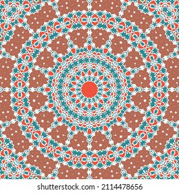 Cerámica de talavera mexicana antigua. Diseño creativo. Volante de patrones sin fisuras de vectores. Decoración floral y abstracta roja para la reserva de recortes, estuches para smartphones, camisetas, bolsas o ropa de cama.