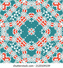 Cerámica de talavera mexicana antigua. Diseño creativo. Volante de patrones sin fisuras de vectores. Decoración floral y abstracta roja para la reserva de recortes, estuches para smartphones, camisetas, bolsas o ropa de cama.