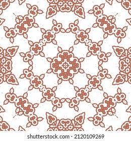 Cerámica de talavera mexicana antigua. Diseño creativo. Volante de patrones sin fisuras de vectores. Decoración floral y abstracta roja para la reserva de recortes, estuches para smartphones, camisetas, bolsas o ropa de cama.