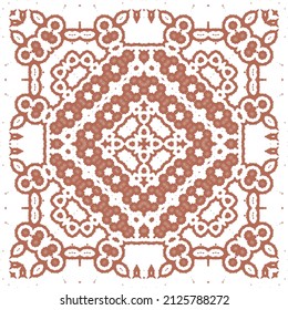 Antique mexican talavera ceramic. Creative design. Vector seamless pattern flyer. Red floral and abstract decor for scrapbooking, smartphone cases, T-shirts, bags or linens.