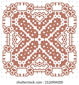 Cerámica de talavera mexicana antigua. Diseño creativo. Volante de patrones sin fisuras de vectores. Decoración floral y abstracta roja para la reserva de recortes, estuches para smartphones, camisetas, bolsas o ropa de cama.