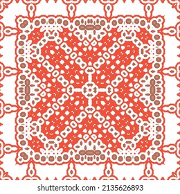 Antique mexican talavera ceramic. Creative design. Vector seamless pattern flyer. Red floral and abstract decor for scrapbooking, smartphone cases, T-shirts, bags or linens.