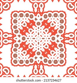 Antique mexican talavera ceramic. Creative design. Vector seamless pattern flyer. Red floral and abstract decor for scrapbooking, smartphone cases, T-shirts, bags or linens.