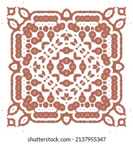 Cerámica de talavera mexicana antigua. Diseño creativo. Volante de patrones sin fisuras de vectores. Decoración floral y abstracta roja para la reserva de recortes, estuches para smartphones, camisetas, bolsas o ropa de cama.