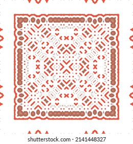 Cerámica de talavera mexicana antigua. Diseño creativo. Volante de patrones sin fisuras de vectores. Decoración floral y abstracta roja para la reserva de recortes, estuches para smartphones, camisetas, bolsas o ropa de cama.