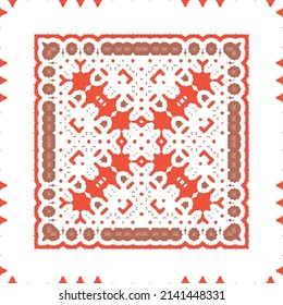 Cerámica de talavera mexicana antigua. Diseño creativo. Volante de patrones sin fisuras de vectores. Decoración floral y abstracta roja para la reserva de recortes, estuches para smartphones, camisetas, bolsas o ropa de cama.
