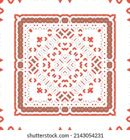 Cerámica de talavera mexicana antigua. Diseño creativo. Volante de patrones sin fisuras de vectores. Decoración floral y abstracta roja para la reserva de recortes, estuches para smartphones, camisetas, bolsas o ropa de cama.