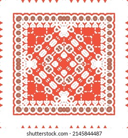 Cerámica de talavera mexicana antigua. Diseño creativo. Volante de patrones sin fisuras de vectores. Decoración floral y abstracta roja para la reserva de recortes, estuches para smartphones, camisetas, bolsas o ropa de cama.