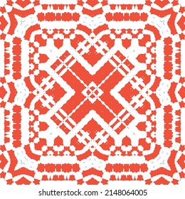 Antike mexikanische Talavera-Keramik. Kreatives Design. Vektor nahtloser Musterflyer. Rote florale und abstrakte Dekoration für Scrapbooking, Smartphone-Kisten, T-Shirts, Taschen oder Leinenbetten.