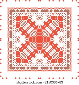 Antique mexican talavera ceramic. Creative design. Vector seamless pattern flyer. Red floral and abstract decor for scrapbooking, smartphone cases, T-shirts, bags or linens.