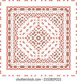 Cerámica de talavera mexicana antigua. Diseño creativo. Volante de patrones sin fisuras de vectores. Decoración floral y abstracta roja para la reserva de recortes, estuches para smartphones, camisetas, bolsas o ropa de cama.