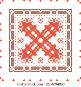 Antike mexikanische Talavera-Keramik. Kreatives Design. Vektor nahtloser Musterflyer. Rote florale und abstrakte Dekoration für Scrapbooking, Smartphone-Kisten, T-Shirts, Taschen oder Leinenbetten.