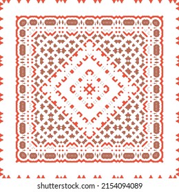 Cerámica de talavera mexicana antigua. Diseño creativo. Volante de patrones sin fisuras de vectores. Decoración floral y abstracta roja para la reserva de recortes, estuches para smartphones, camisetas, bolsas o ropa de cama.