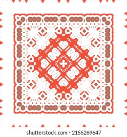 Antique mexican talavera ceramic. Creative design. Vector seamless pattern flyer. Red floral and abstract decor for scrapbooking, smartphone cases, T-shirts, bags or linens.
