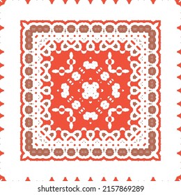 Antique mexican talavera ceramic. Creative design. Vector seamless pattern flyer. Red floral and abstract decor for scrapbooking, smartphone cases, T-shirts, bags or linens.