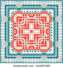Cerámica de talavera mexicana antigua. Diseño creativo. Volante de patrones sin fisuras de vectores. Decoración floral y abstracta roja para la reserva de recortes, estuches para smartphones, camisetas, bolsas o ropa de cama.