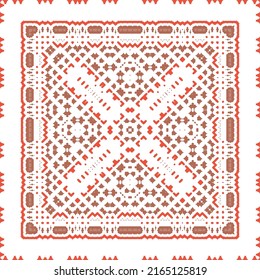Antique mexican talavera ceramic. Creative design. Vector seamless pattern flyer. Red floral and abstract decor for scrapbooking, smartphone cases, T-shirts, bags or linens.