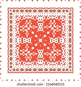 Antique mexican talavera ceramic. Creative design. Vector seamless pattern flyer. Red floral and abstract decor for scrapbooking, smartphone cases, T-shirts, bags or linens.