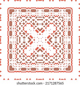 Antique mexican talavera ceramic. Creative design. Vector seamless pattern flyer. Red floral and abstract decor for scrapbooking, smartphone cases, T-shirts, bags or linens.