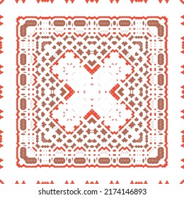 Cerámica de talavera mexicana antigua. Diseño creativo. Volante de patrones sin fisuras de vectores. Decoración floral y abstracta roja para la reserva de recortes, estuches para smartphones, camisetas, bolsas o ropa de cama.