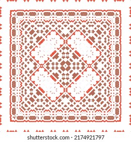 Antique mexican talavera ceramic. Creative design. Vector seamless pattern flyer. Red floral and abstract decor for scrapbooking, smartphone cases, T-shirts, bags or linens.