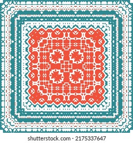 Antique mexican talavera ceramic. Creative design. Vector seamless pattern flyer. Red floral and abstract decor for scrapbooking, smartphone cases, T-shirts, bags or linens.