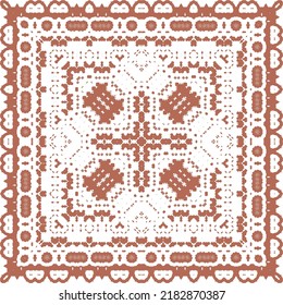Cerámica de talavera mexicana antigua. Diseño creativo. Volante de patrones sin fisuras de vectores. Decoración floral y abstracta roja para la reserva de recortes, estuches para smartphones, camisetas, bolsas o ropa de cama.