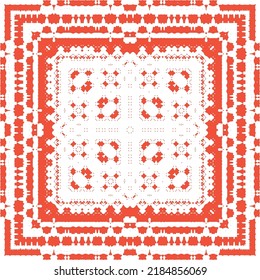Cerámica de talavera mexicana antigua. Diseño creativo. Volante de patrones sin fisuras de vectores. Decoración floral y abstracta roja para la reserva de recortes, estuches para smartphones, camisetas, bolsas o ropa de cama.