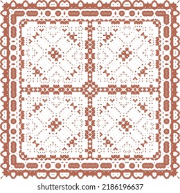 Antique mexican talavera ceramic. Creative design. Vector seamless pattern flyer. Red floral and abstract decor for scrapbooking, smartphone cases, T-shirts, bags or linens.