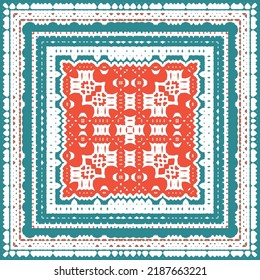 Antique mexican talavera ceramic. Creative design. Vector seamless pattern flyer. Red floral and abstract decor for scrapbooking, smartphone cases, T-shirts, bags or linens.