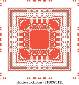 Cerámica de talavera mexicana antigua. Diseño creativo. Volante de patrones sin fisuras de vectores. Decoración floral y abstracta roja para la reserva de recortes, estuches para smartphones, camisetas, bolsas o ropa de cama.