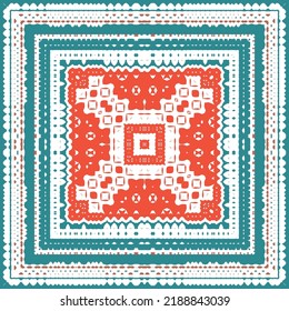 Antique mexican talavera ceramic. Creative design. Vector seamless pattern flyer. Red floral and abstract decor for scrapbooking, smartphone cases, T-shirts, bags or linens.