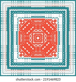 Antike mexikanische Talavera-Keramik. Kreatives Design. Vektor nahtloser Musterflyer. Rote florale und abstrakte Dekoration für Scrapbooking, Smartphone-Kisten, T-Shirts, Taschen oder Leinenbetten.