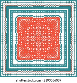 Antique mexican talavera ceramic. Creative design. Vector seamless pattern flyer. Red floral and abstract decor for scrapbooking, smartphone cases, T-shirts, bags or linens.