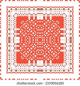 Cerámica de talavera mexicana antigua. Diseño creativo. Volante de patrones sin fisuras de vectores. Decoración floral y abstracta roja para la reserva de recortes, estuches para smartphones, camisetas, bolsas o ropa de cama.