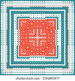 Cerámica de talavera mexicana antigua. Diseño creativo. Volante de patrones sin fisuras de vectores. Decoración floral y abstracta roja para la reserva de recortes, estuches para smartphones, camisetas, bolsas o ropa de cama.